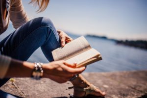 woman reading a book